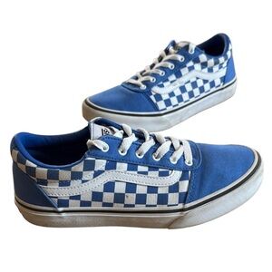 VANS OLD SKOOL LACE UP CHECKERBOARD SNEAKERS IN NEBULAS BLUE WHITE SIZE 5